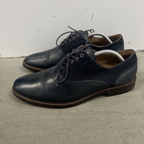 Aldo Mens Blue Cap Toe Leather Oxfords Dress Shoes Size 10.5 - Picture 2 of 9